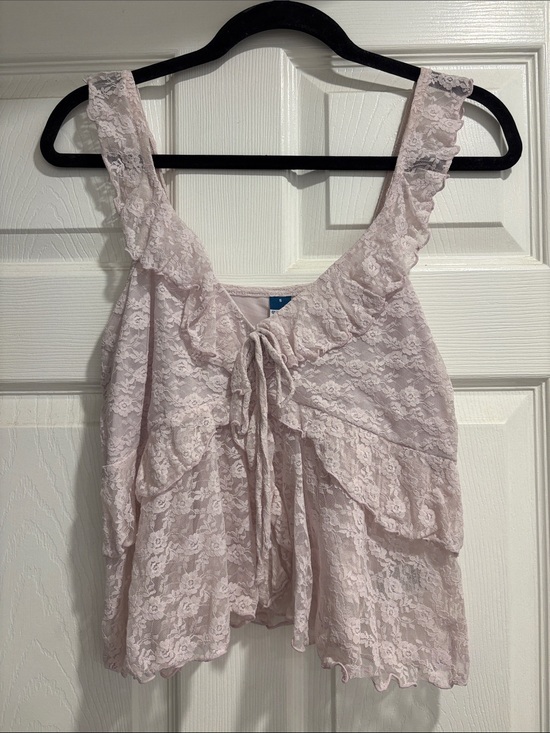 Old Navy Tops - Old Navy Pink Lace Ruffle Tie-Front Tank